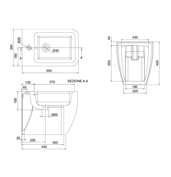 Биде Scarabeo TEOREMA 2.0 напольное с одним отверстием цвет белый 5139 Биде Scarabeo TEOREMA 2.0 напольное с одним отверстием цвет белый 5139